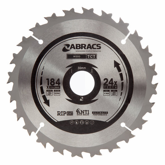 Abracs TCT Circular Saw Blade for Wood 184 x 30mm x 24T TCT18424