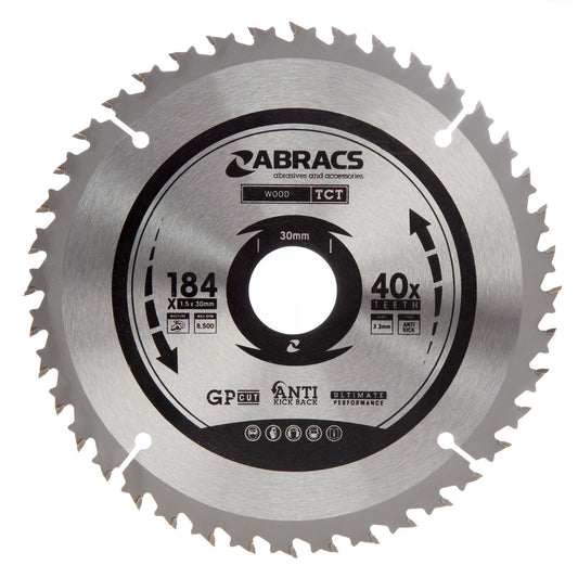 Abracs TCT Circular Saw Blade for Wood 184 x 30mm x 40T TCT18440