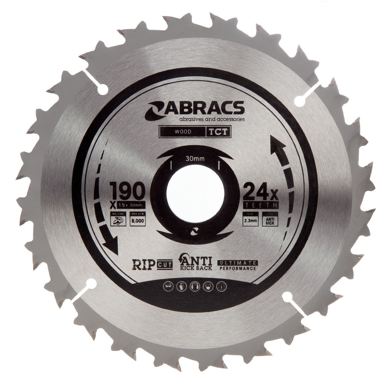 Abracs TCT Circular Saw Blade for Wood 190 x 30mm x 24T TCT19024