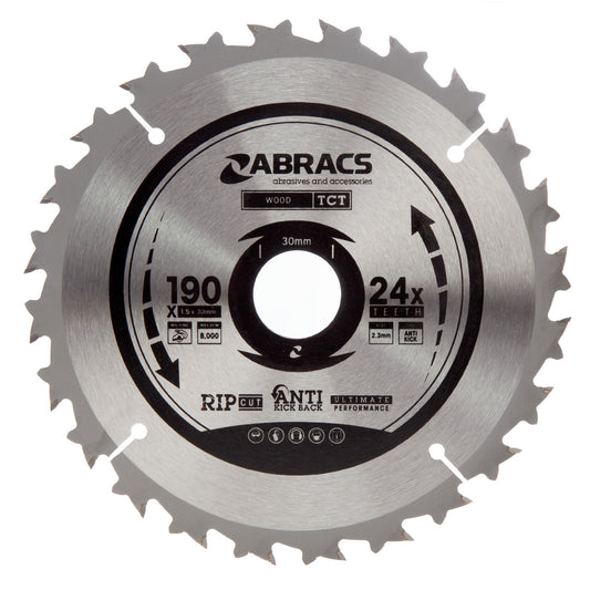 Abracs TCT Circular Saw Blade for Wood 190 x 30mm x 24T TCT19024