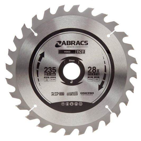 Abracs TCT Circular Saw Blade for Wood 235 x 30mm x 28T TCT23528