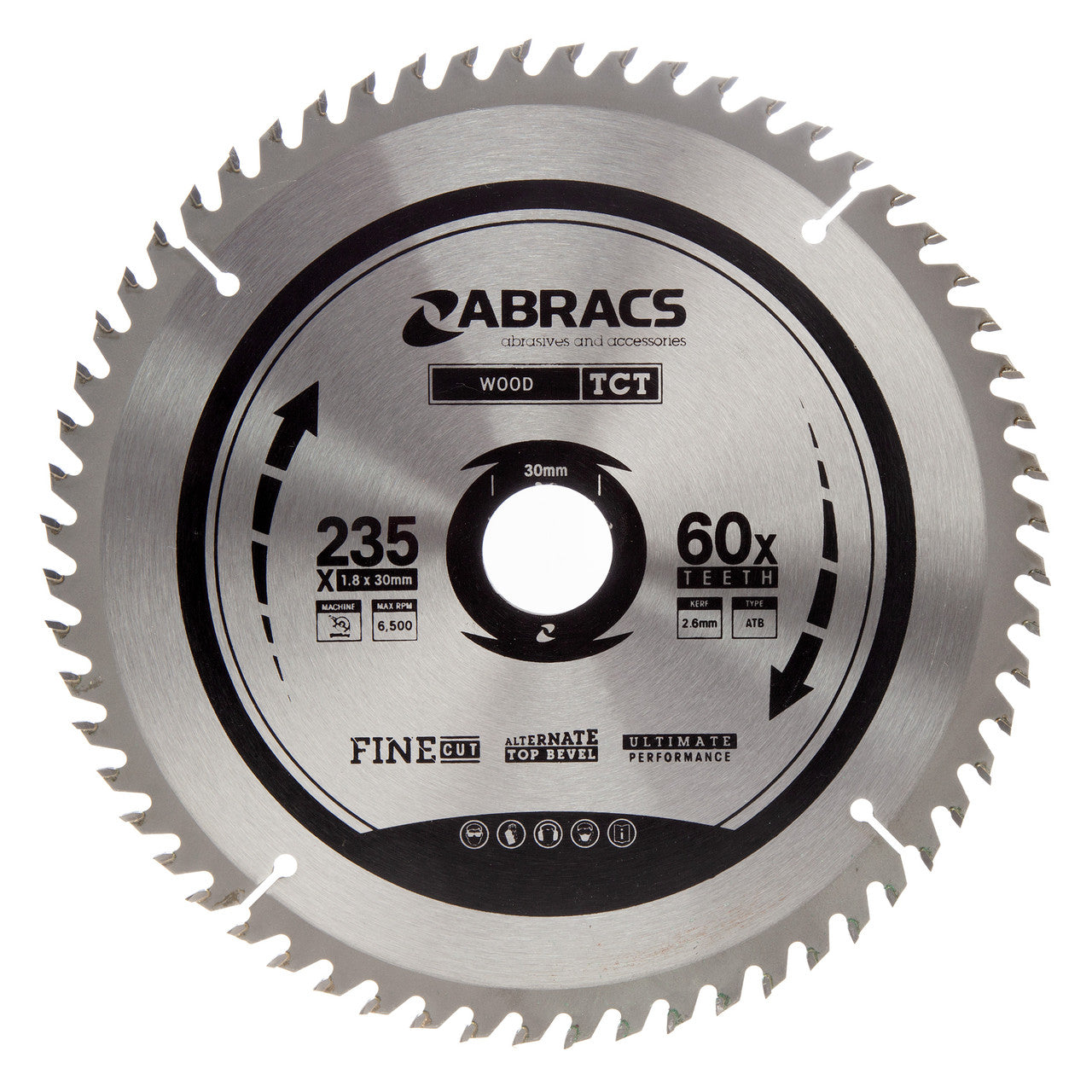 Abracs TCT Circular Saw Blade for Wood 235 x 30mm x 60T TCT23560