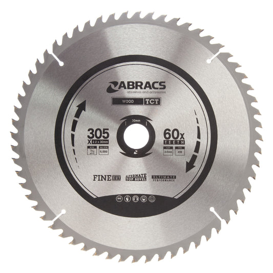 Abracs TCT Circular Saw Blade for Wood 305 x 30mm x 60T TCT30560