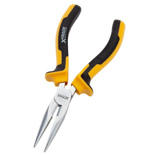 XTrade Long Nose Pliers 6" 150mm With Side cutter Serrated jaws X0900192
