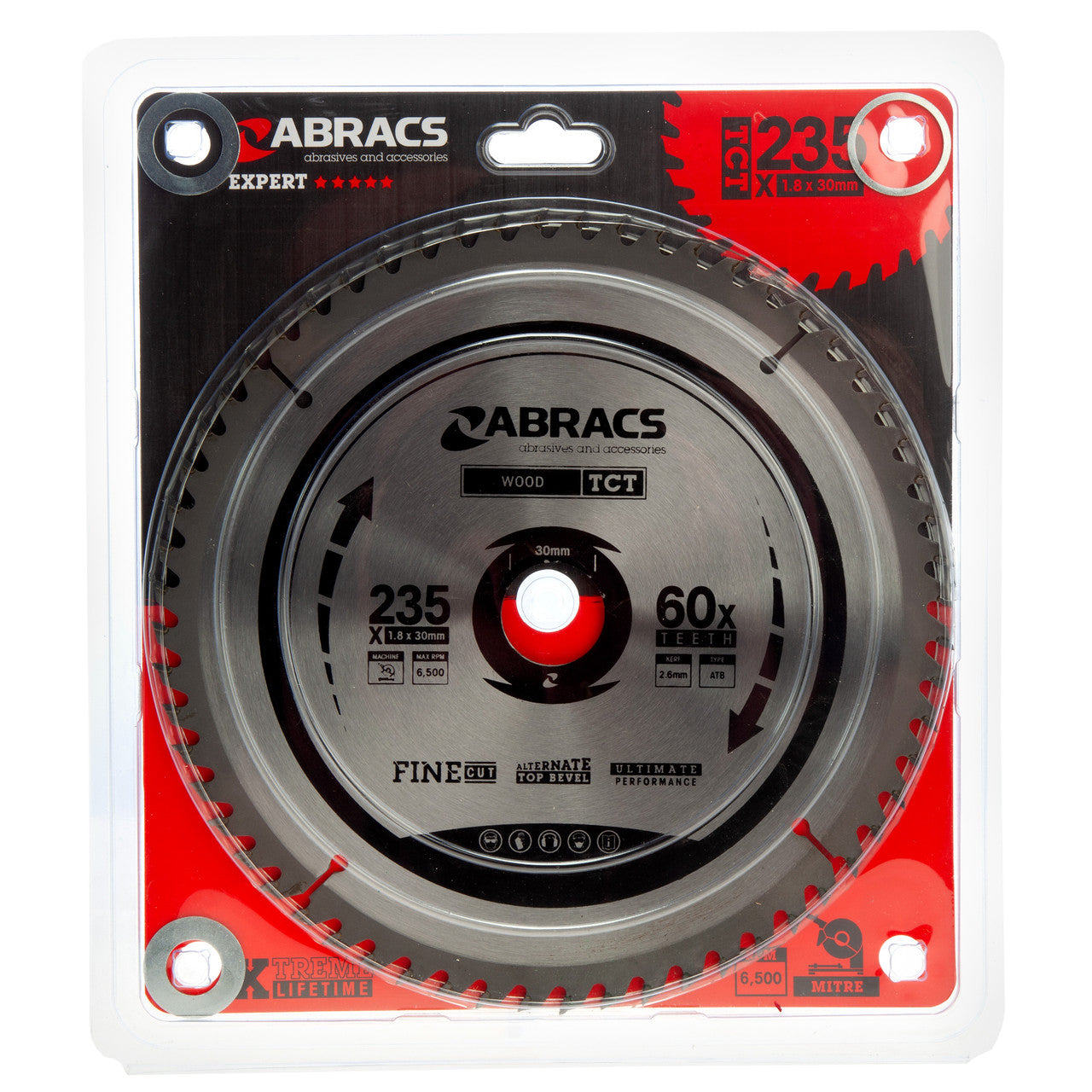 Abracs TCT Circular Saw Blade for Wood 235 x 30mm x 60T TCT23560