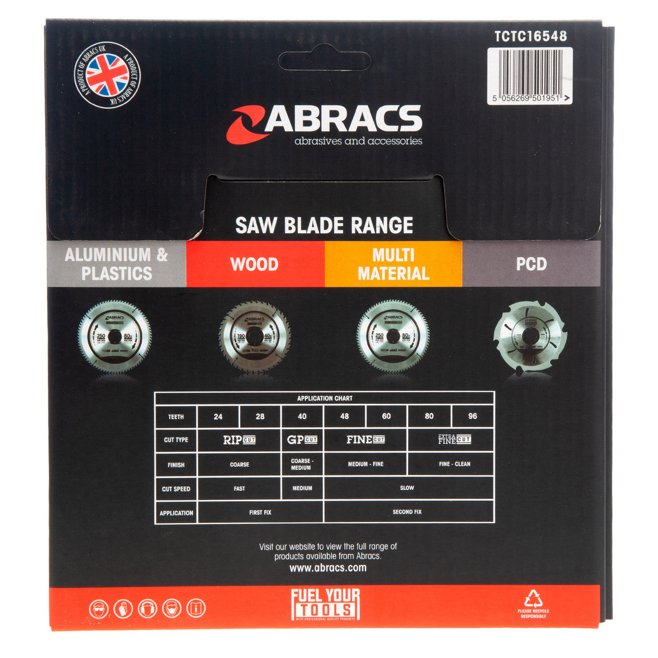 Abracs TCT Cordless Circular Saw Blade for Wood 165 x 20mm x 48T TCTC16548