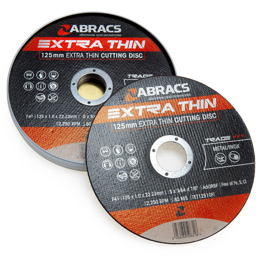 Abracs Extra Thin Metal INOX Cutting Discs 125mm x 1mm 10 Pack ABRA-TET12510FI-10