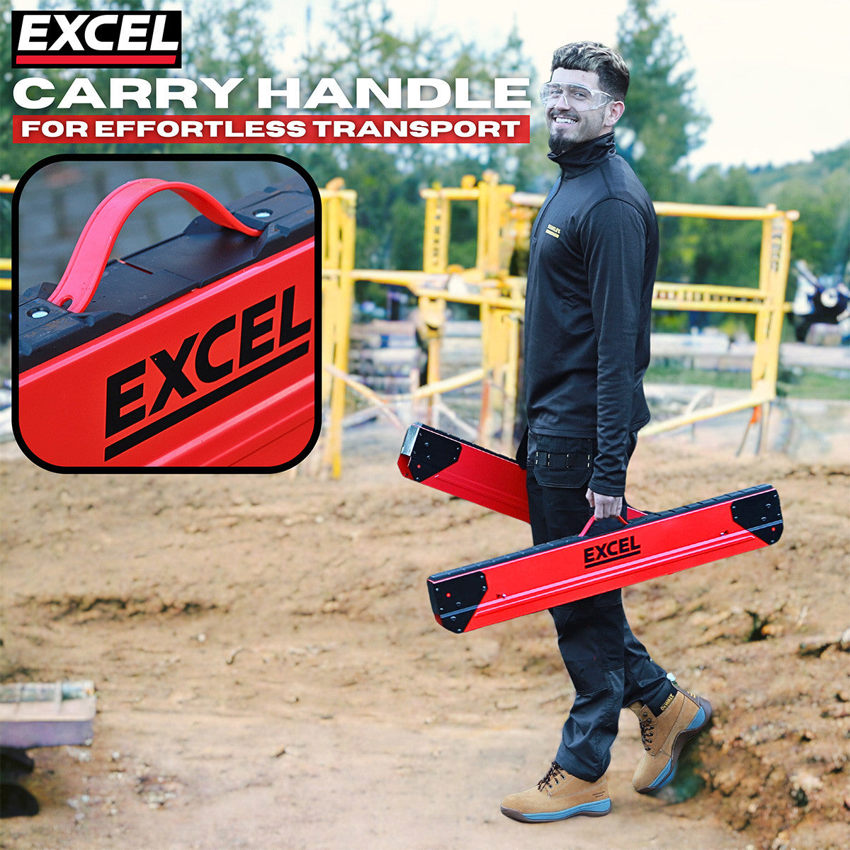 Excel 6288 Heavy Duty Steel Folding Saw Horse with Adjustable Legs 1178kg Capacity (Twin Pack)