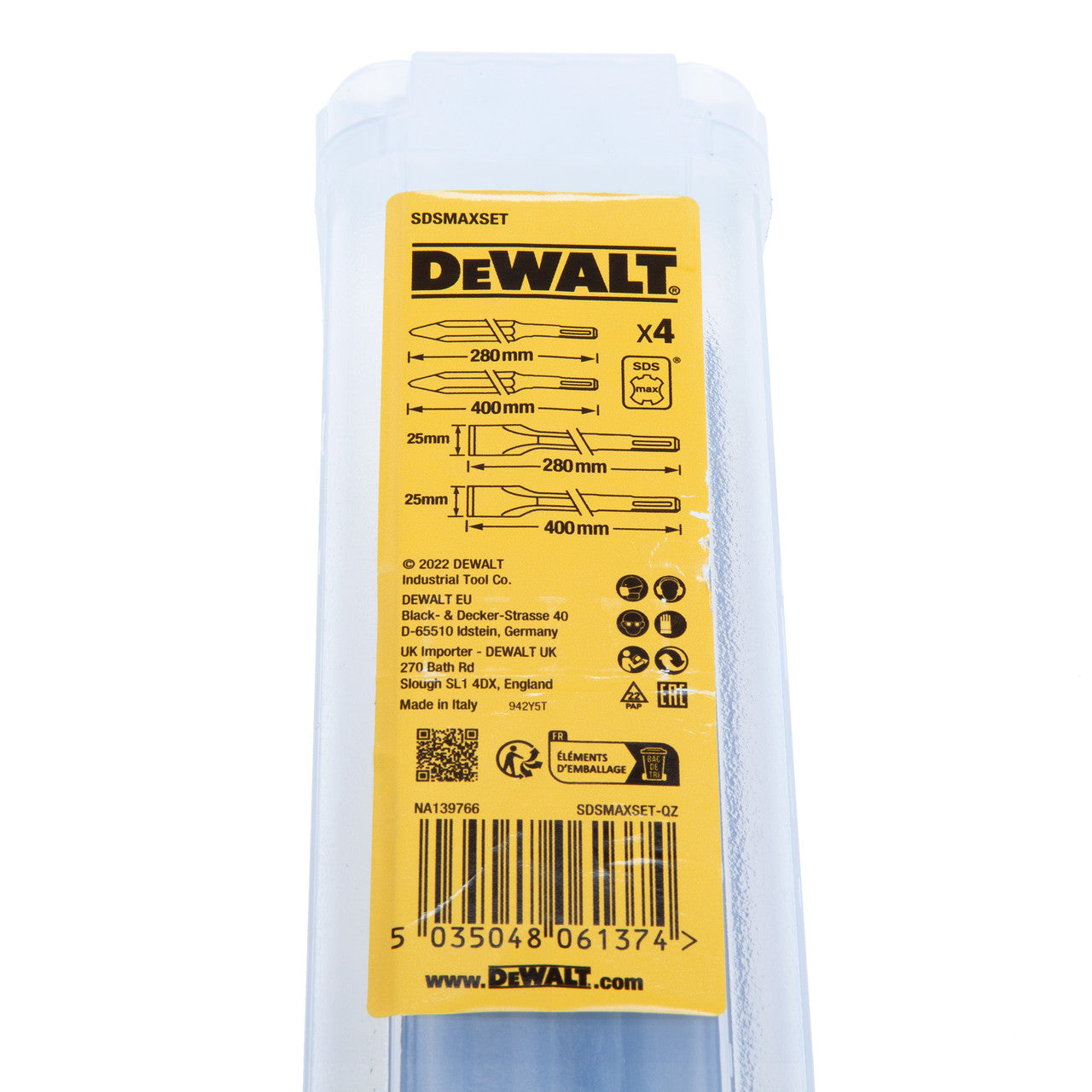 Dewalt SDSMAXSET Set of Chisels Pointed and Flat 4 Piece