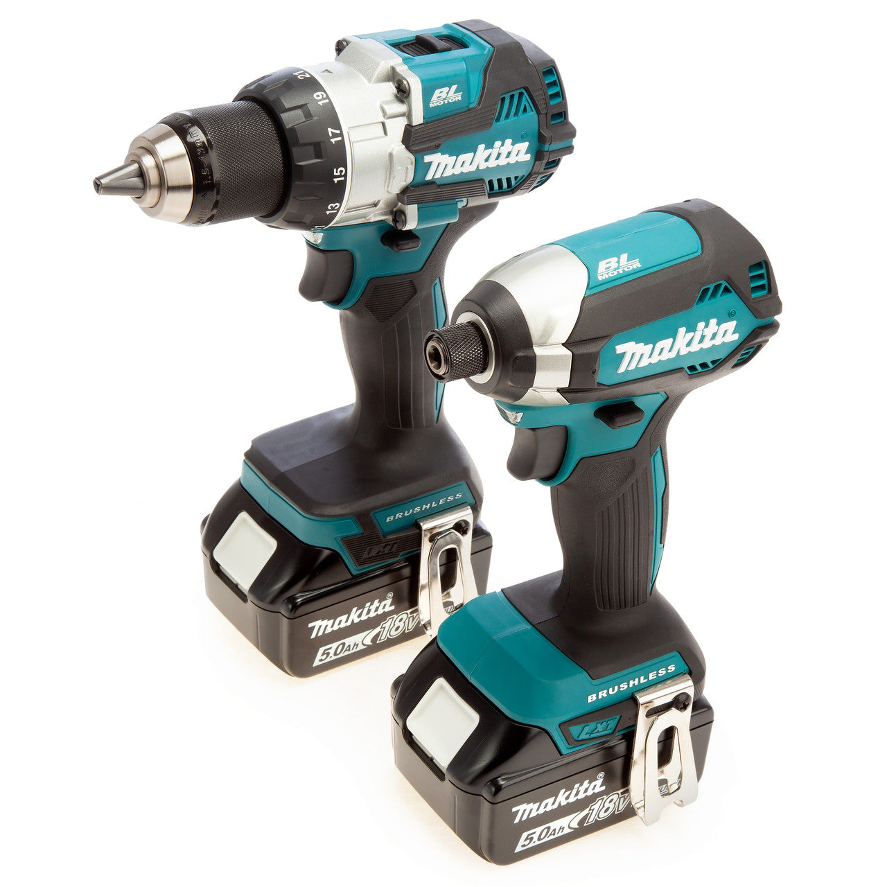 Makita 18V LXT Impact Driver Combi Drill Twin Pack 2 x 5.0Ah Batteries DLX2507TJ