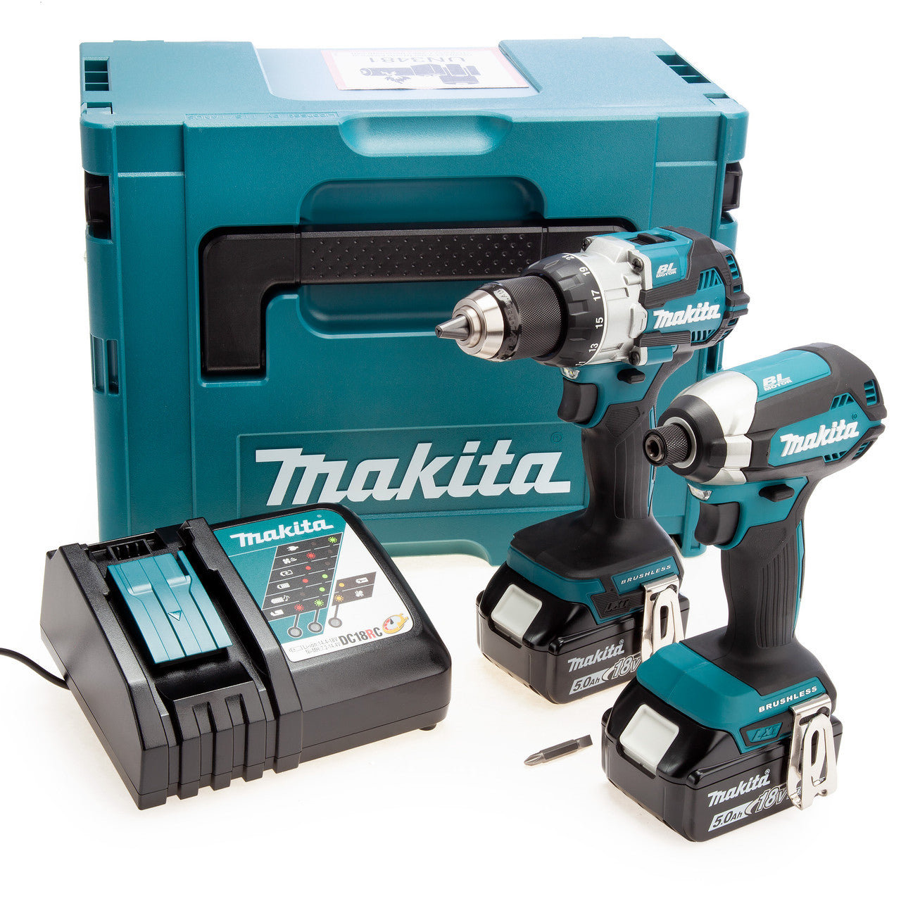Makita 18V LXT Impact Driver Combi Drill Twin Pack 2 x 5.0Ah Batteries DLX2507TJ