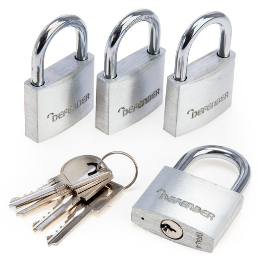 Henry Squire DFAL4Q Defender Aluminium Padlocks 40mm 4 Pack HSQ-DFAL4Q