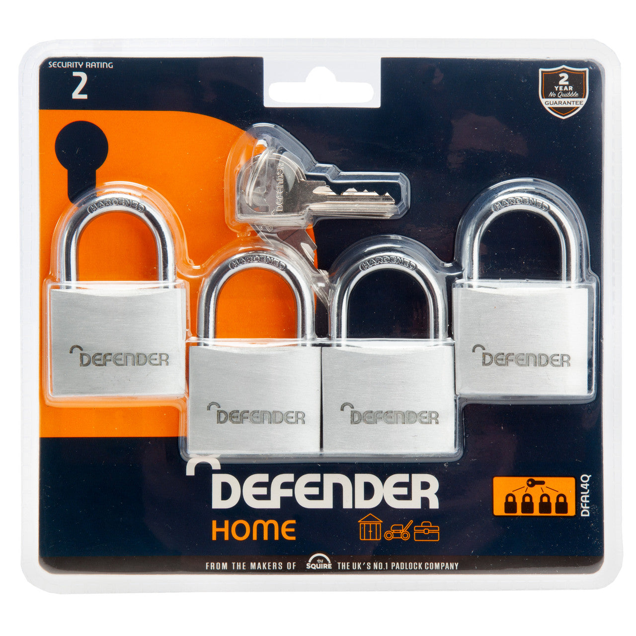 Henry Squire DFAL4Q Defender Aluminium Padlocks 40mm 4 Pack HSQ-DFAL4Q