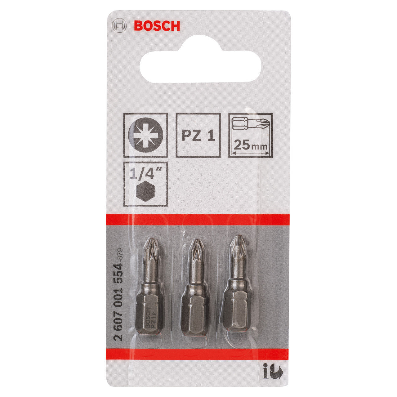 Bosch Extra Hard PZ1 Screwdriver Bits 25mm Pack Of 3 - 2607001554