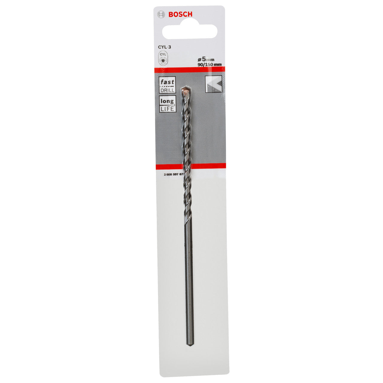 Bosch CYL-3 Silver Percussion Masonry Drill Bit 5 x 90 x 150mm 2608597677