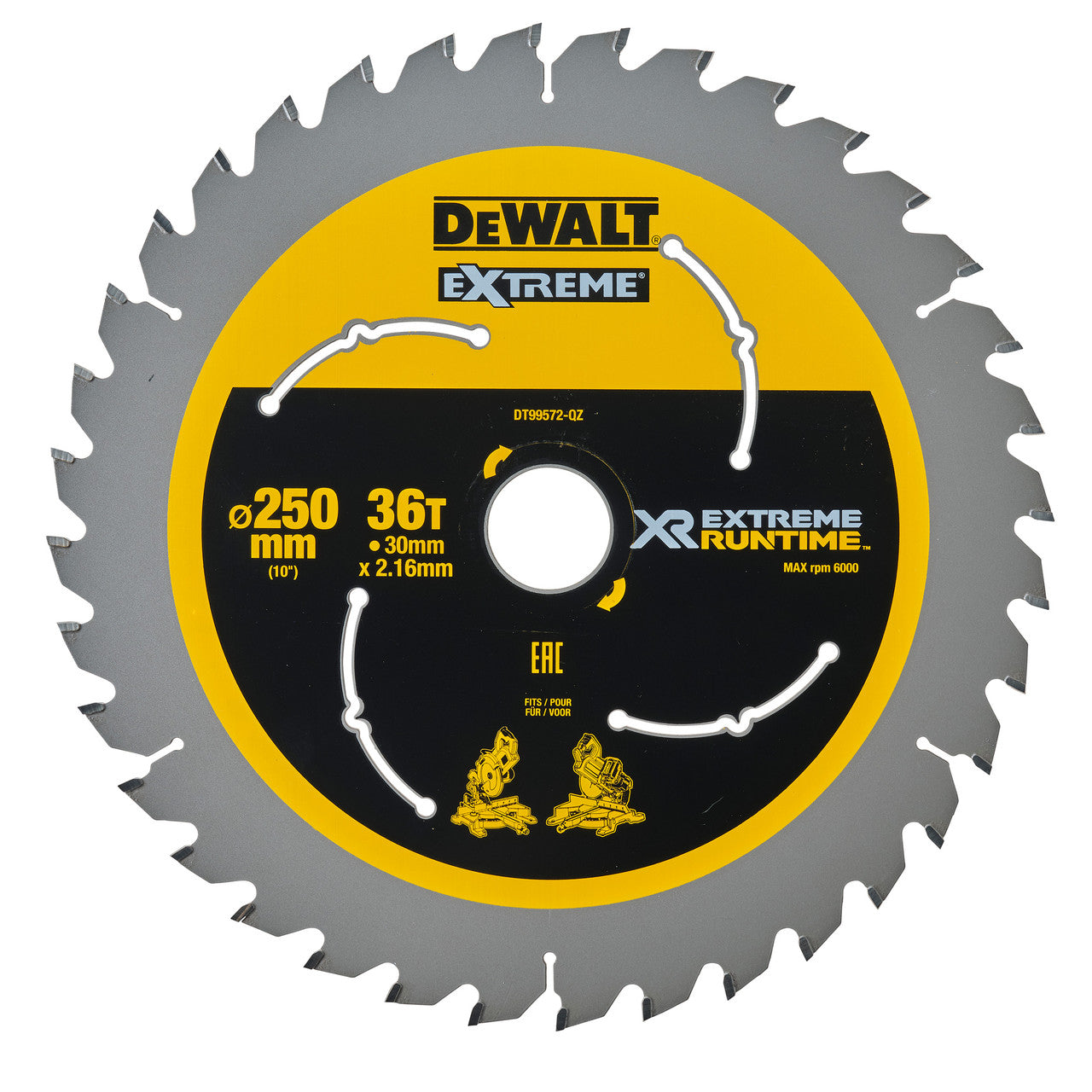 Dewalt DT99572 Extreme Runtime Saw Blade 250mm x 30mm x 36T