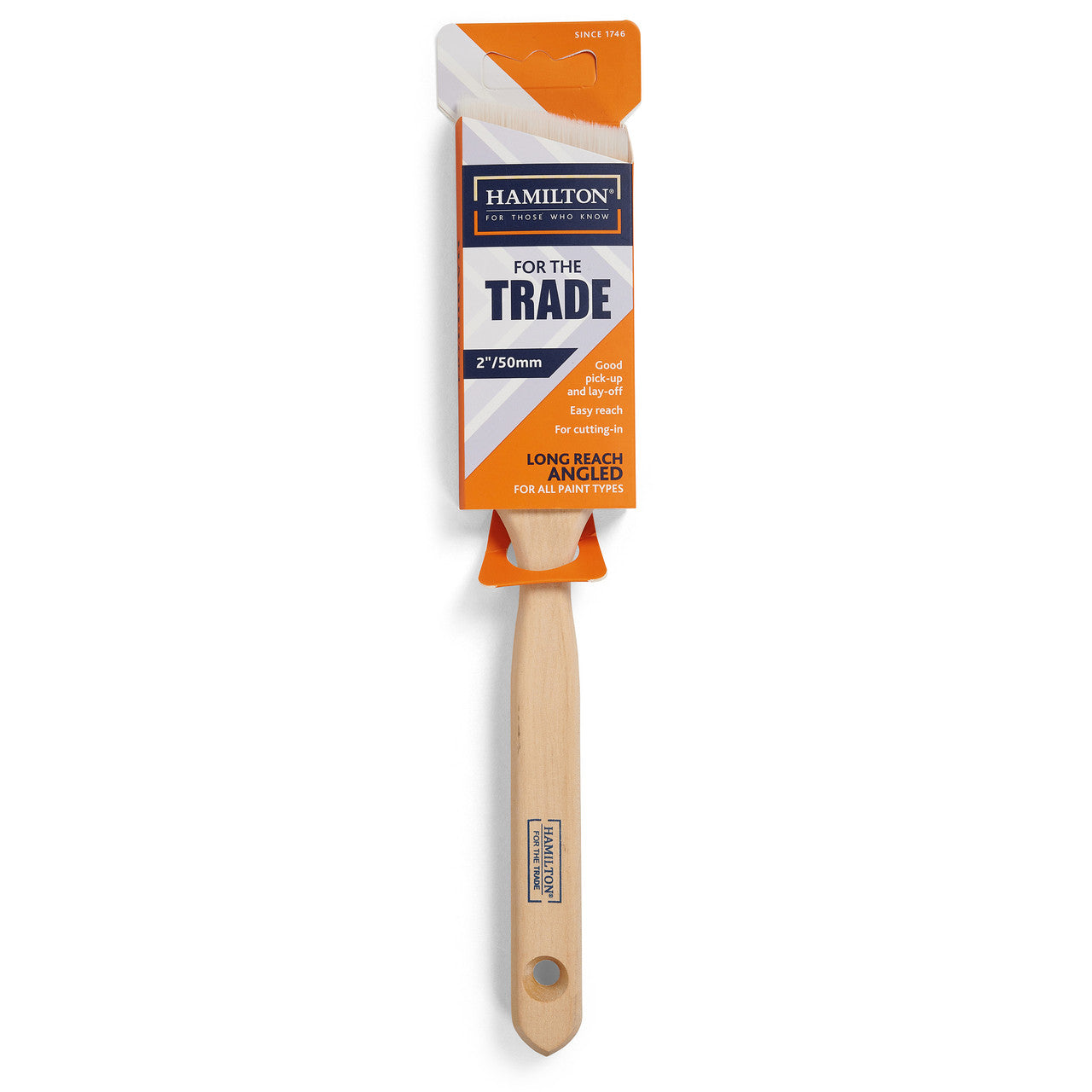 Hamilton Trade Long Handle Angled Paint Brush 2" Synthetic Filament 3160101-20