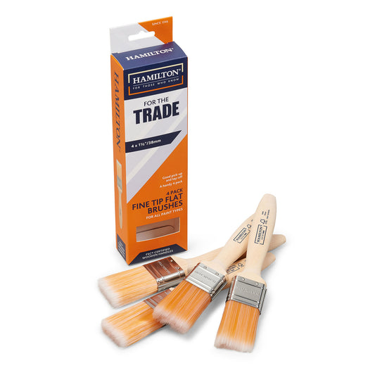 Hamilton Trade Fine Tip Flat Paint Brushes 1.5" 4 Pack 3100104-15