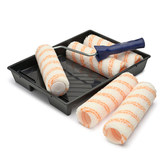 Hamilton Medium Pile Paint Roller Set 9" 7 Piece Poly Blend Fabric 3281132-90