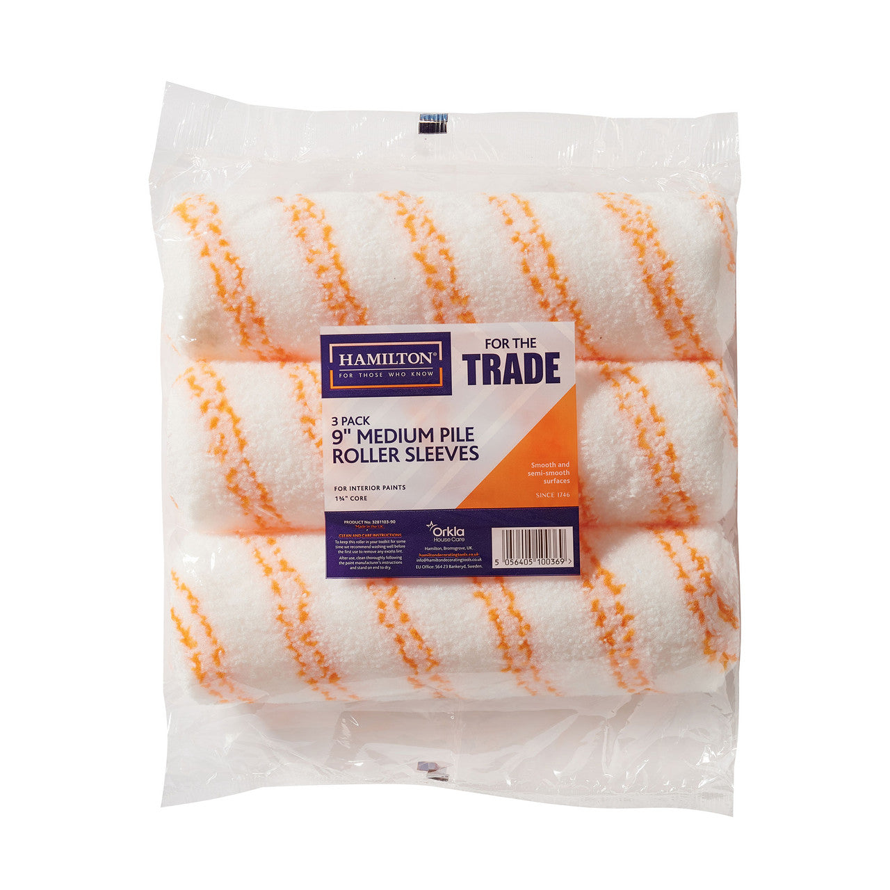 Hamilton Trade Medium Pile Roller Sleeves 9" 3 Pack 3281103-90