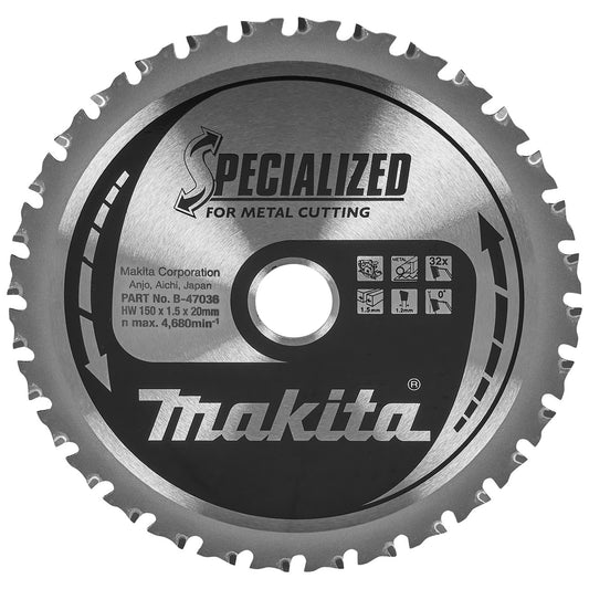 Makita Specialized Circular Saw Blade Metal Cutting 150mm x 20mm x 32T B-47036