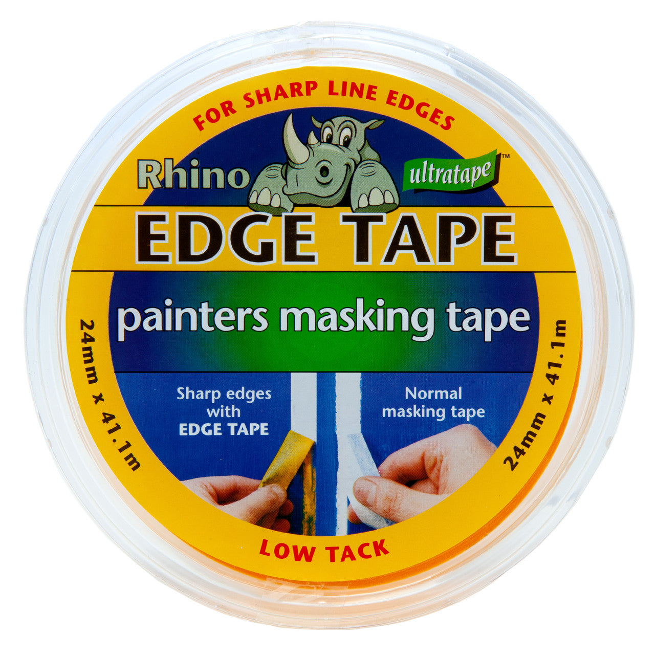 Ultratape Rhino Edge Tape Yellow 24mm x 41.1m Low Tack 00592441.1YERH
