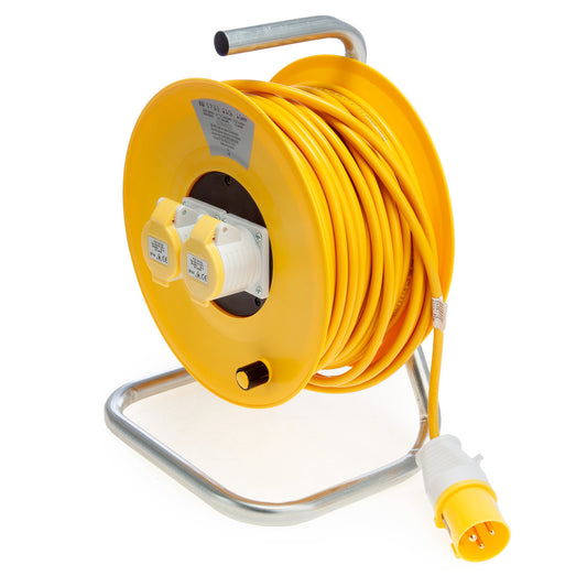 Connexion Cable Reel 1.5mm 16 Amp 50 Metres 2x Sockets 110V 8045