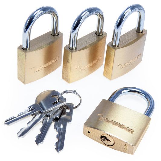 Henry Squire Defender Brass Padlocks 40mm 4 Pack DFBP4Q