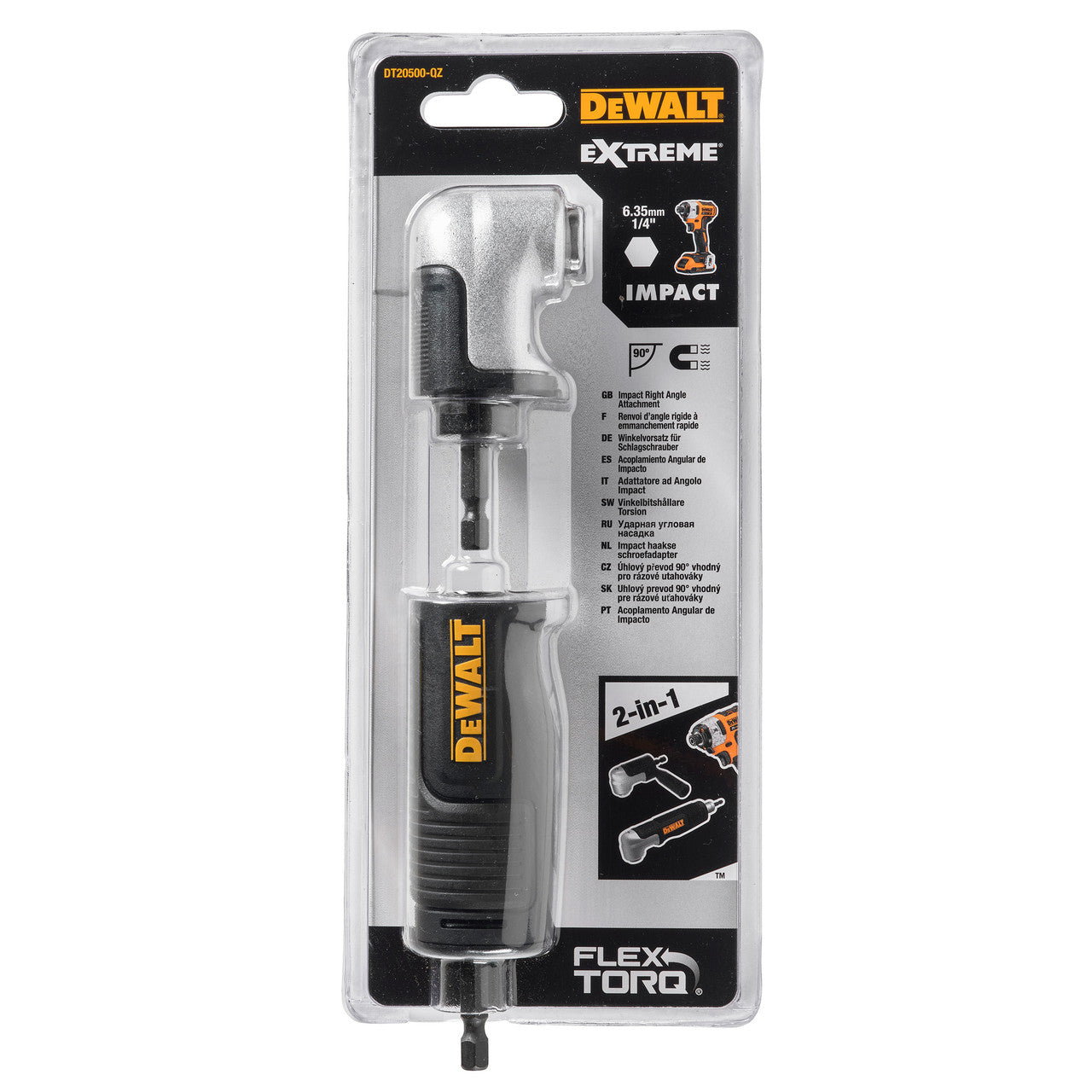Dewalt Impact Modular Right Angle Attachment Drive 6.35mm / 1/4in DT20500
