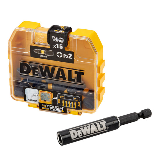 Dewalt Extreme FLEXTORQ PZ2 Screwdriver Bits 25mm Bit Holder 16 Piece DT70618T