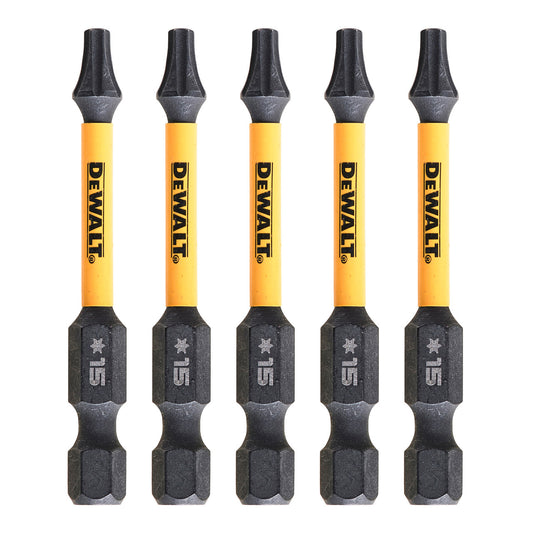 Dewalt Extreme FLEXTORQ T15 Torx Screwdriver Bits 57mm Pack Of 5 DT7394T