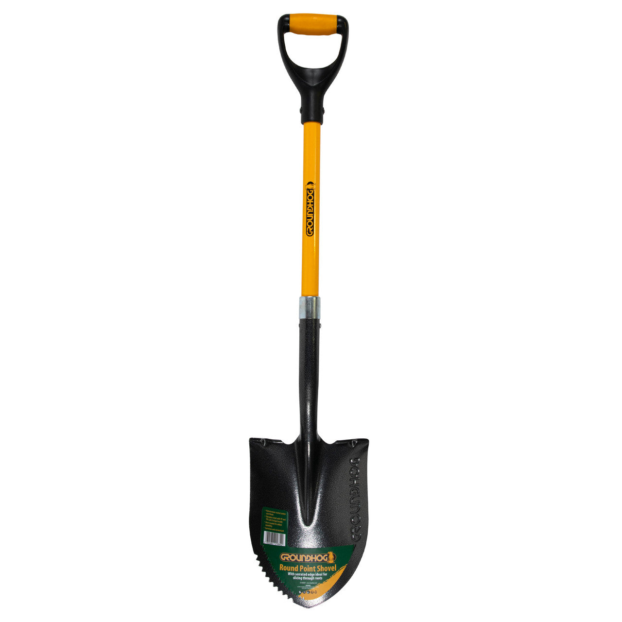 Groundhog Round Point Shovel Pack of 6 Serrated Edge Comfort Grip G1300007-6