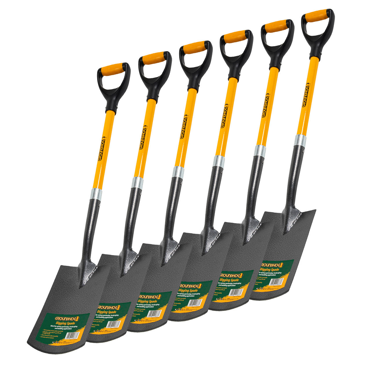 Groundhog Digging Spade Pack of 6 Curved Blade Design Carbon Steel G1300010-6