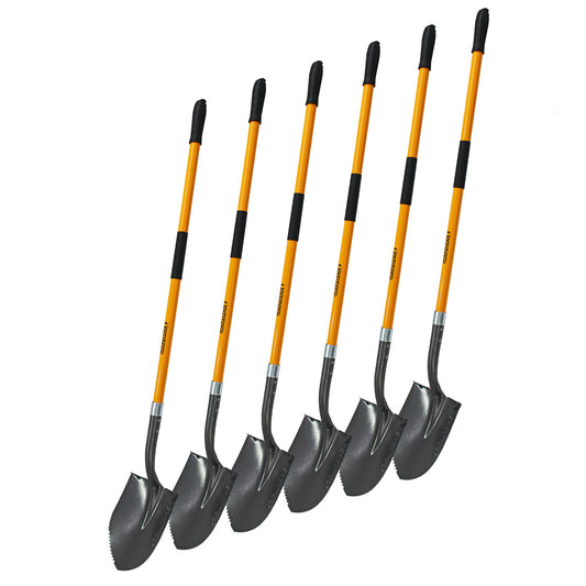 Groundhog Long Handled Round Point Shovel Pack of 6 Serrated Edge G1300024-6