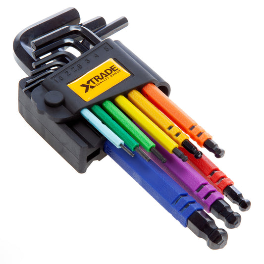 XTrade Long Arm Ball End Hex Key Set 9 Piece Colour Coded X0900210