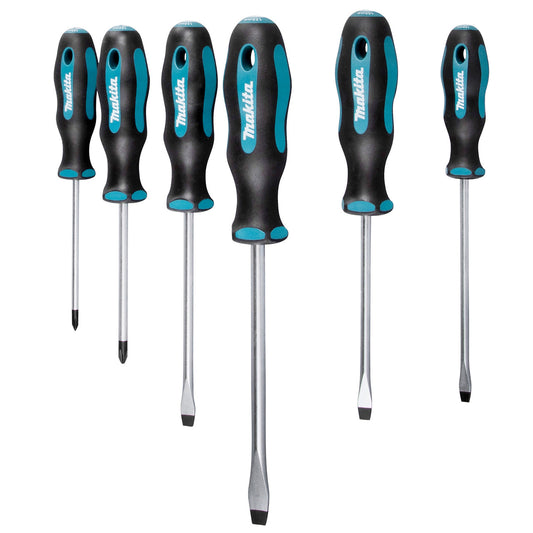 Makita Slotted Phillips Screwdriver Set 6 Piece Anti Slip Oil Resistant E-10506