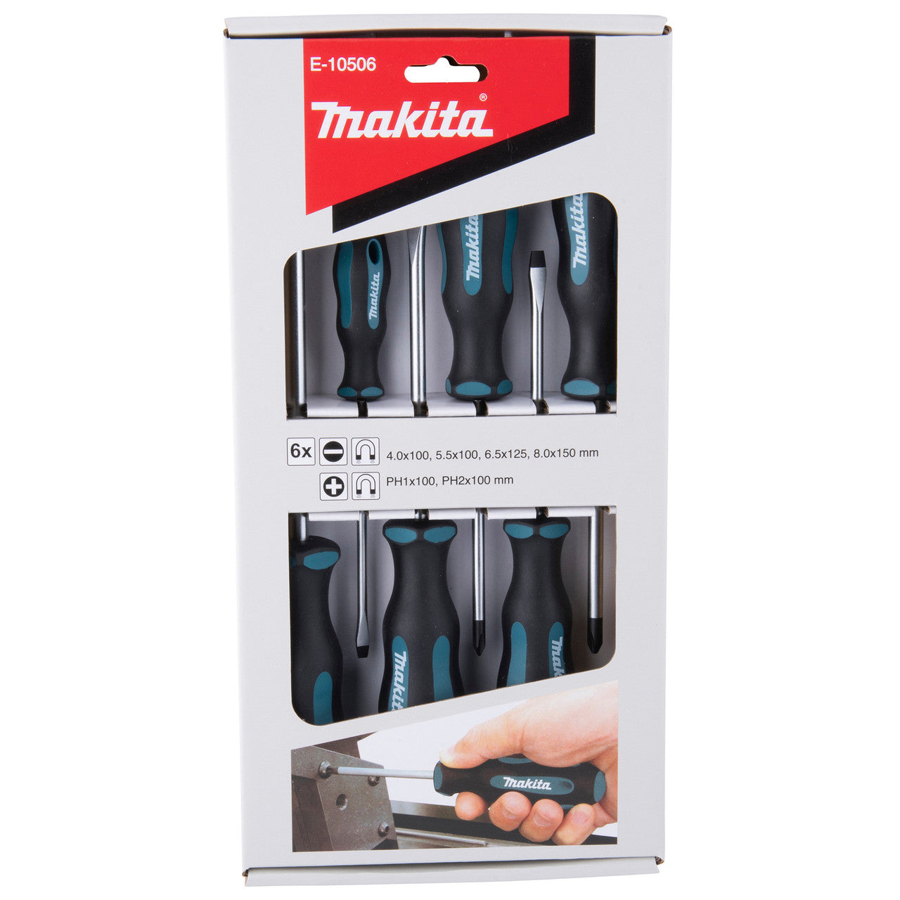 Makita Slotted Phillips Screwdriver Set 6 Piece Anti Slip Oil Resistant E-10506