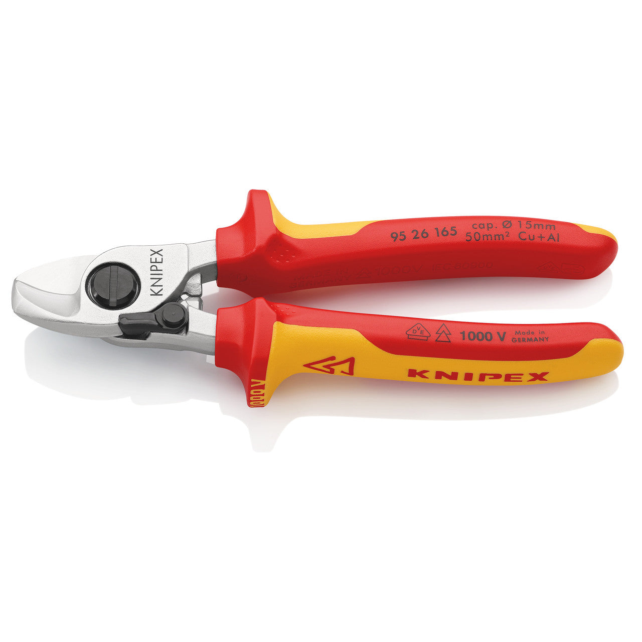 Knipex Cable Shears With Opening Spring VDE 1000V 165mm Adjustable 9526165