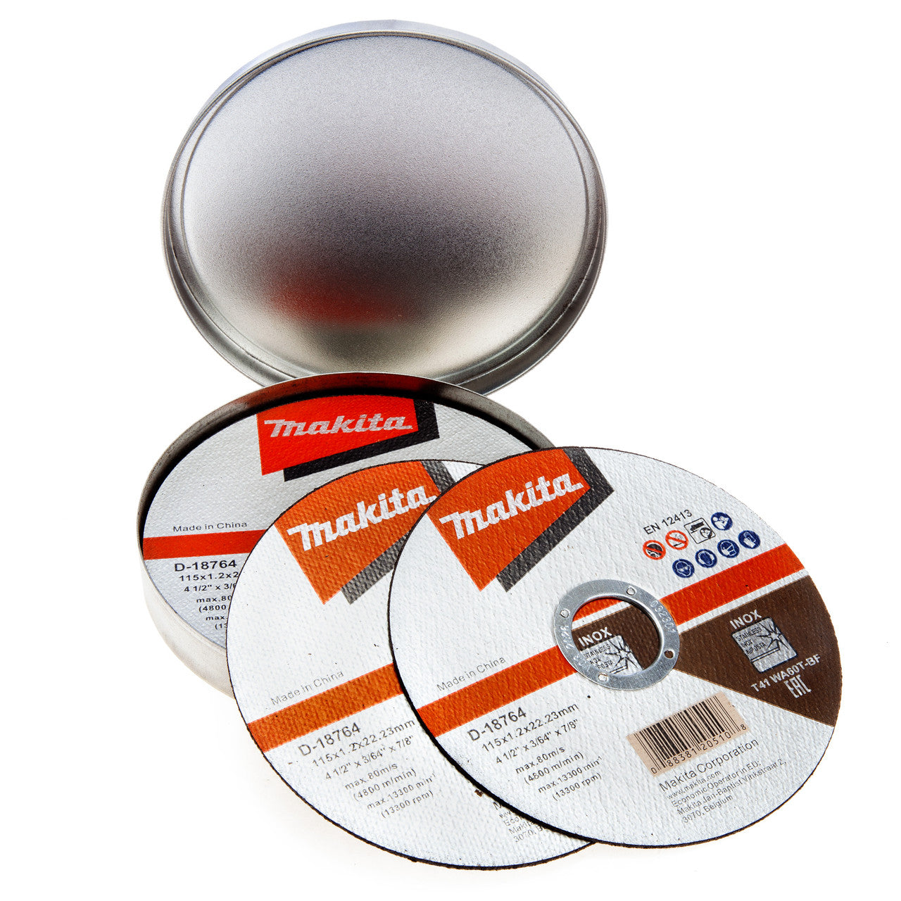 Makita Thin Cutting Discs 115mm x 1.2mm Pack 10 For Stainless Steel D-18764-10