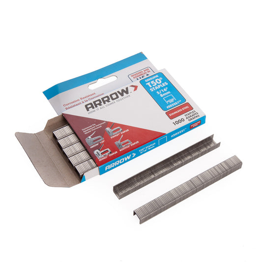 Arrow T50 Staples Stainless Steel 8mm Pack of 1000 Universal Fit 505SS1