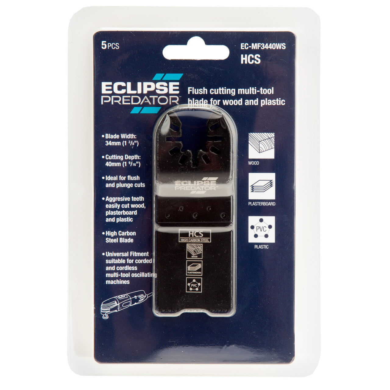 Eclipse Flush Cutting Multi Tool Blades 5 Piece Width 34mm Depth 40mm MF3440WS