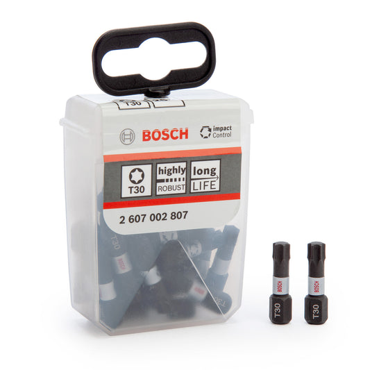 Bosch T30 Torx Impact Screwdriver Bits Pack Of 25 Boxed 2607002807