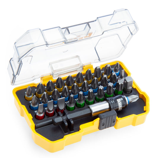 Dewalt Assorted Screwdriver Bit Set 32 Piece Colour Coded With Holder DT71562