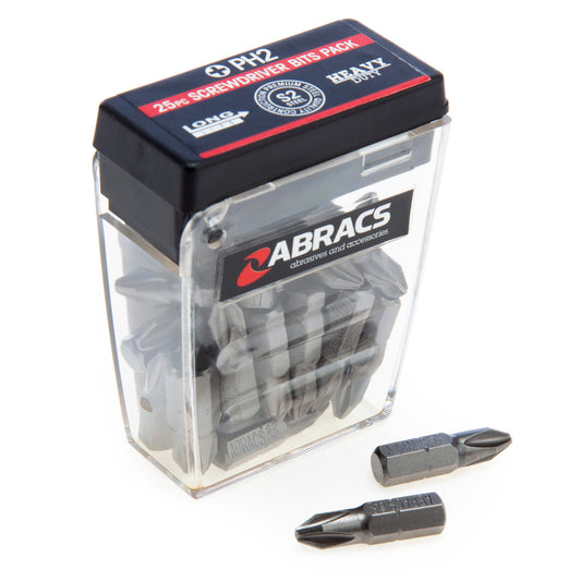 Abracs PH2 Screwdriver Bit Set 25mm Long 25 Piece Long life Boxed PH225