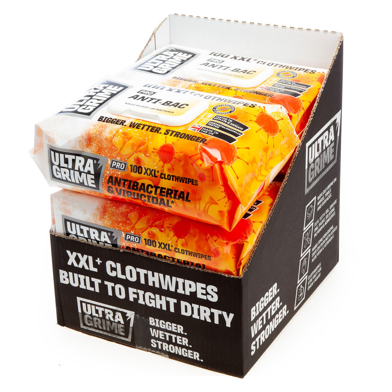 UltraGrime Pro 5930 Anti-Bac XXL+ Clothwipes (100 Pack x 6 in CDU)
