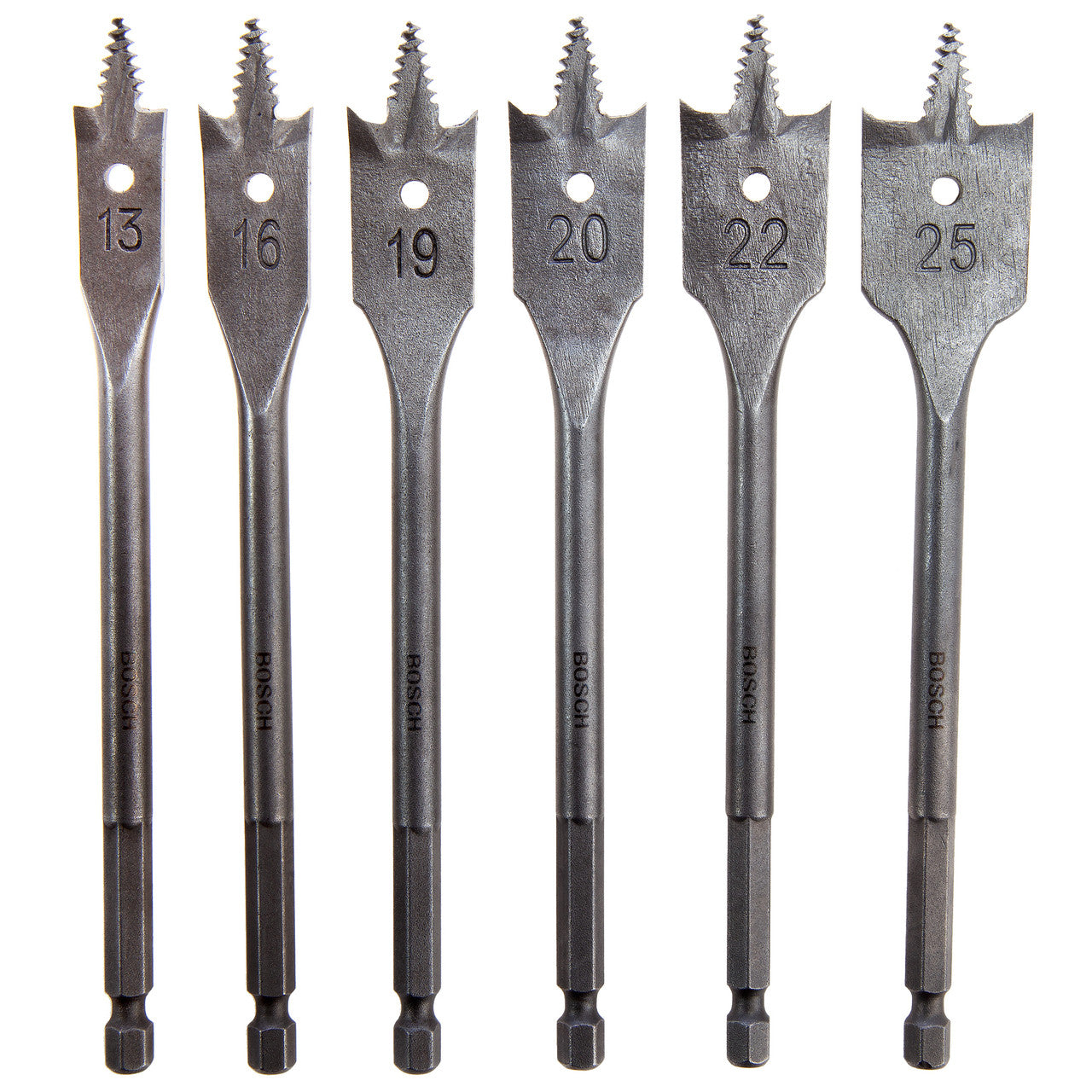 Bosch Self Cut Flat Wood Drill Bit Set 6 Piece Metric 13 - 25mm 2608587793