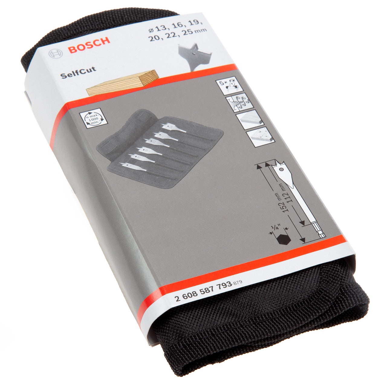 Bosch Self Cut Flat Wood Drill Bit Set 6 Piece Metric 13 - 25mm 2608587793