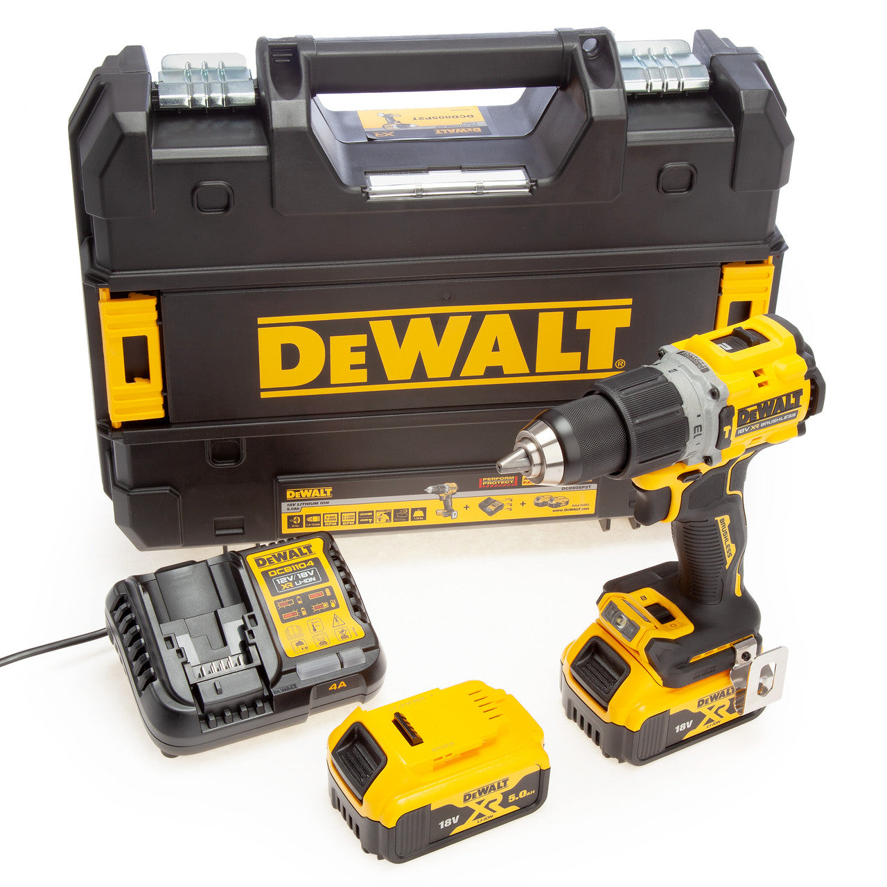 Dewalt DCD805P2T 18V XR Compact Brushless Combi Drill (2 x 5.0Ah Batteries)