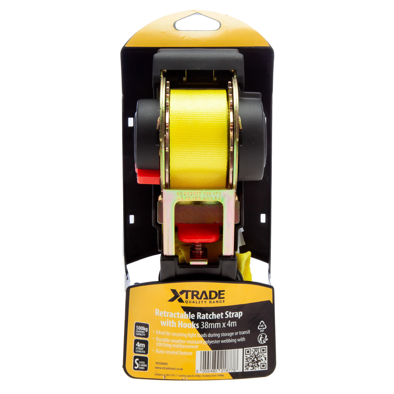 XTrade X0500009 Retractable Ratchet Strap with Hooks 38mm × 4.0m