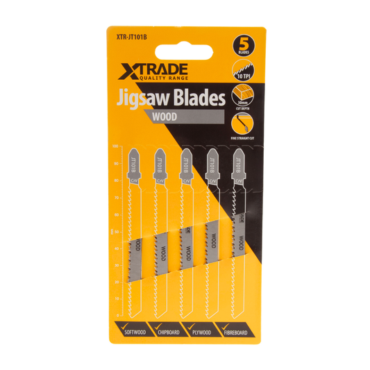 XTrade HSS T-shank Clean Cutting Wood Jigsaw Blades Pack Of 5 TPI 10 JT101B